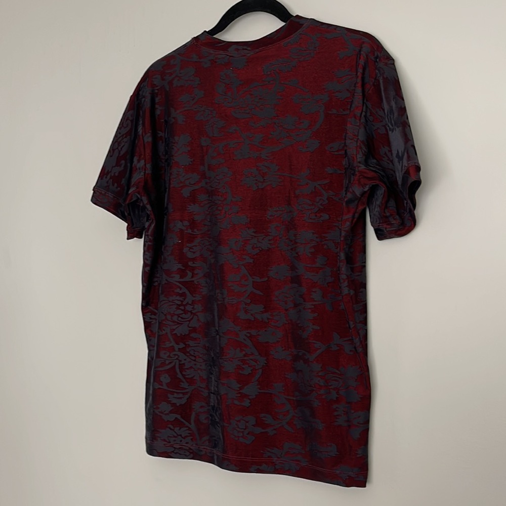 Vintage Greg Parry Mens Damask Fitted V-neck Shirt Sz L - Picture 4 of 13
